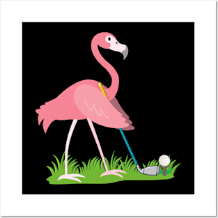 Flamingo Play Golf Pink Flamingo Lover Gift Posters and Art